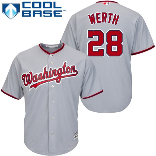 Nationals #28 Jayson Werth Grey Cool Base Stitched Youth MLB Jersey