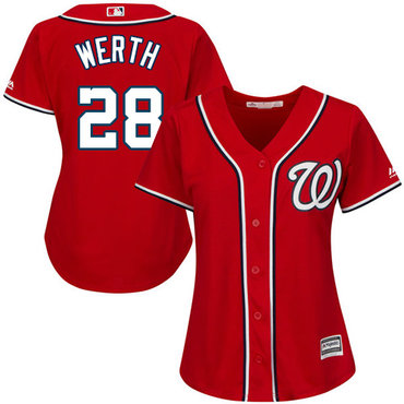 Nationals #28 Jayson Werth Red Alternate Women's Stitched MLB Jersey