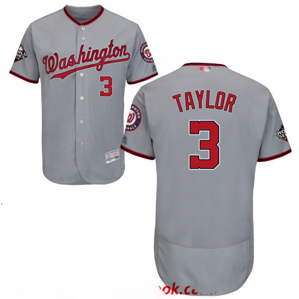 Nationals #3 Michael Taylor Grey Flexbase Authentic Collection 2019 World Series Bound Stitched Baseball Jersey