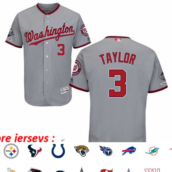Nationals #3 Michael Taylor Grey Flexbase Authentic Collection 2019 World Series Champions Stitched Baseball Jersey