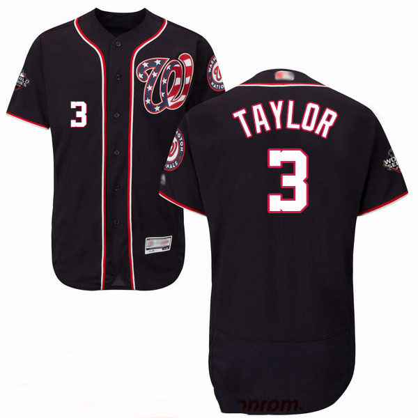 Nationals #3 Michael Taylor Navy Blue Flexbase Authentic Collection 2019 World Series Bound Stitched Baseball Jersey