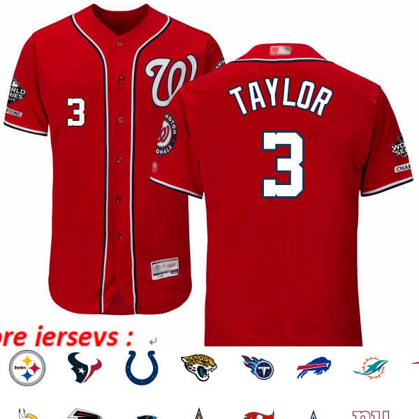 Nationals #3 Michael Taylor Red Flexbase Authentic Collection 2019 World Series Champions Stitched Baseball Jersey
