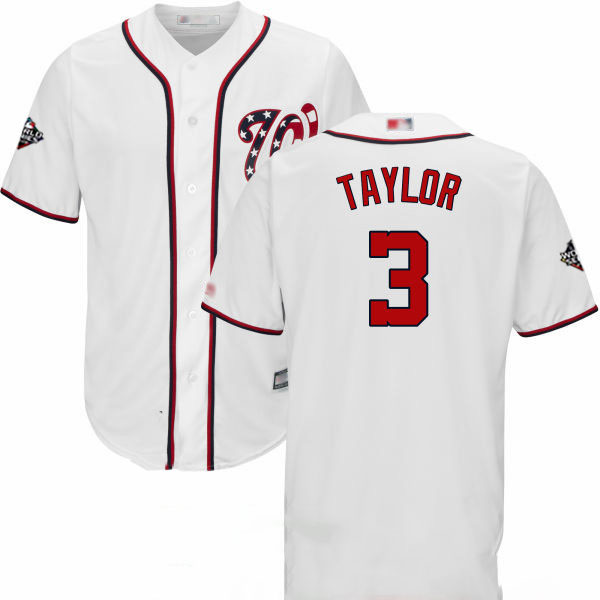 Nationals #3 Michael Taylor White Cool Base 2019 World Series Bound Stitched Youth Baseball Jersey