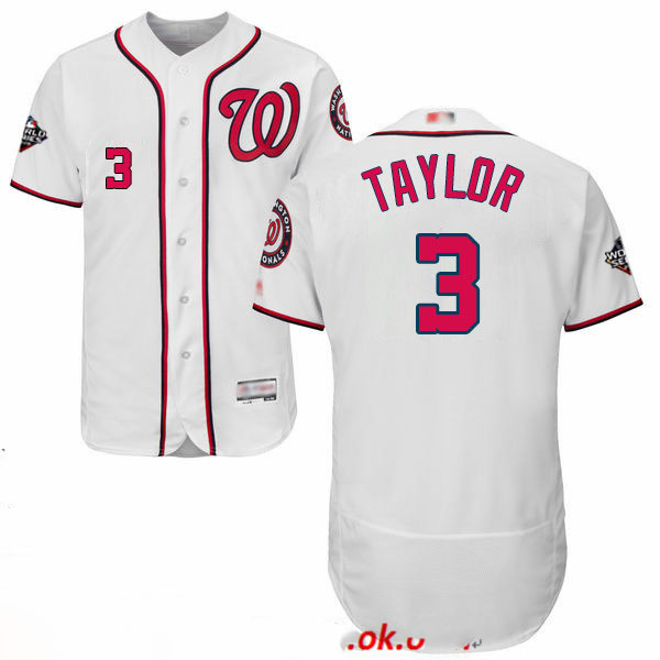 Nationals #3 Michael Taylor White Flexbase Authentic Collection 2019 World Series Bound Stitched Baseball Jersey