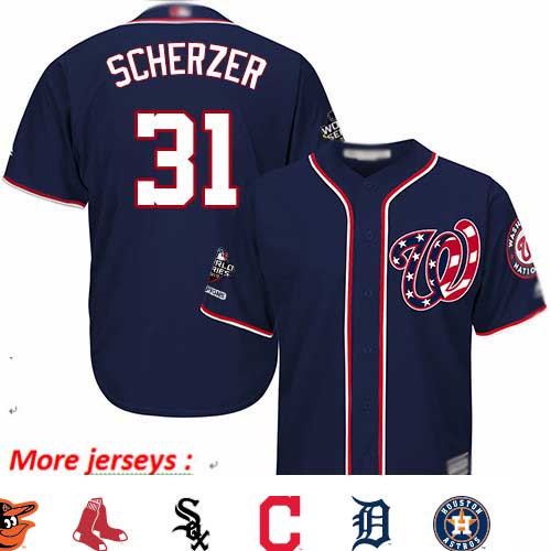 Nationals #31 Max Scherzer Blue Cool Base 2019 World Series Champions Stitched Youth Baseball Jersey