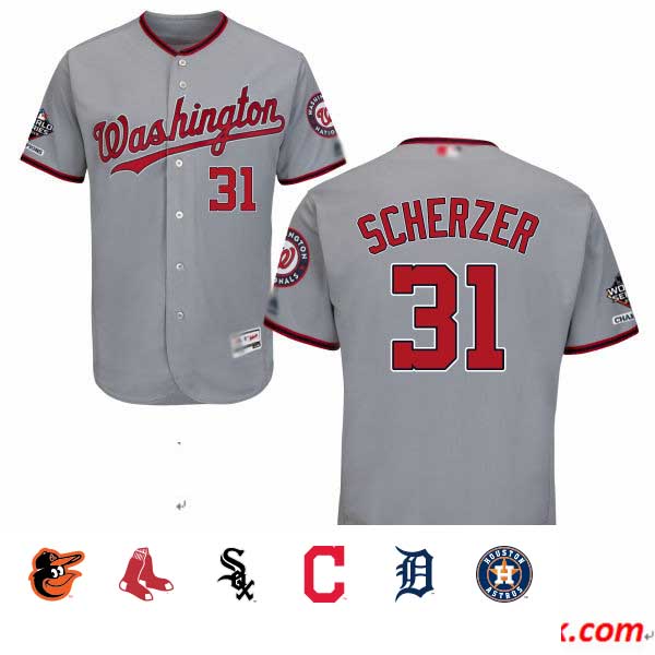 Nationals #31 Max Scherzer Grey Flexbase Authentic Collection 2019 World Series Champions Stitched Baseball Jersey