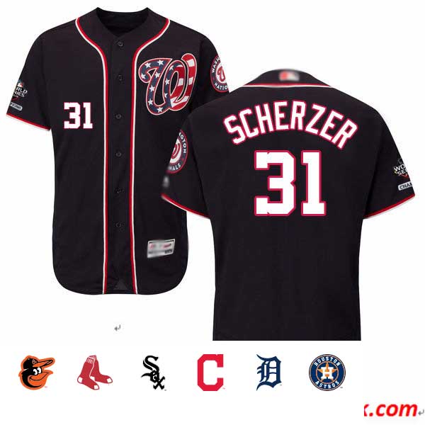 Nationals #31 Max Scherzer Navy Blue Flexbase Authentic Collection 2019 World Series Champions Stitched Baseball Jersey