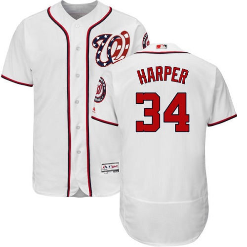 Nationals #34 Bryce Harper White Flexbase Authentic Collection Stitched MLB Jersey