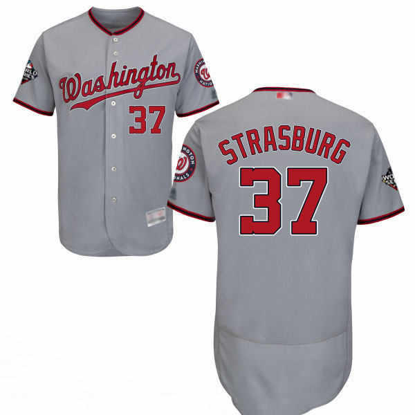 Nationals #37 Stephen Strasburg Grey Flexbase Authentic Collection 2019 World Series Bound Stitched Baseball Jersey