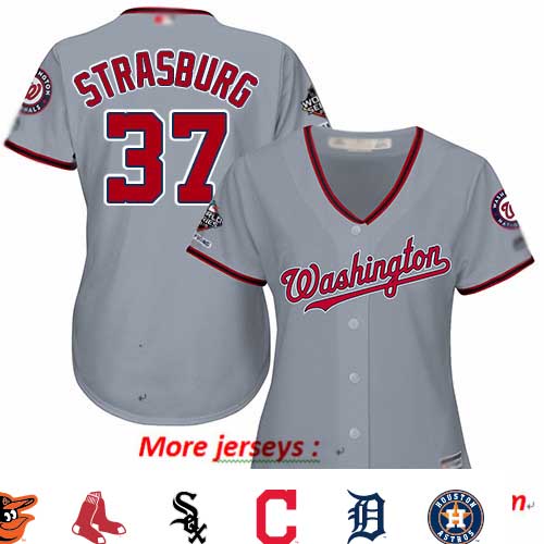 Nationals #37 Stephen Strasburg Grey Road 2019 World Series Champions Women's Stitched Baseball Jersey