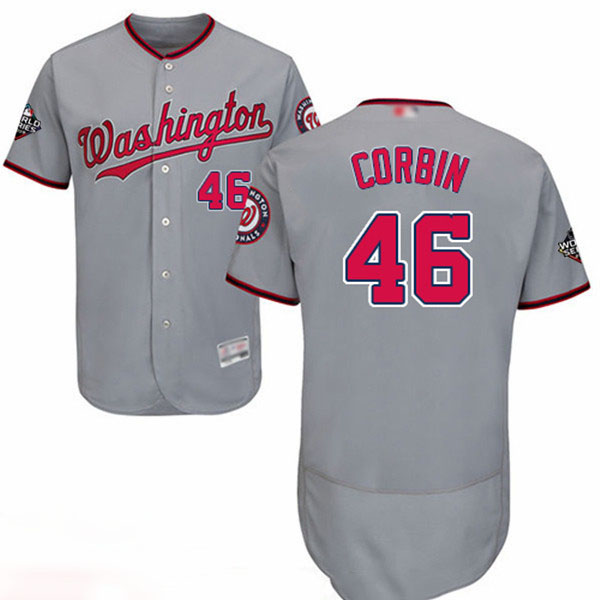 Nationals #46 Patrick Corbin Grey Flexbase Authentic Collection 2019 World Series Bound Stitched Baseball Jersey