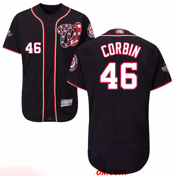 Nationals #46 Patrick Corbin Navy Blue Flexbase Authentic Collection 2019 World Series Bound Stitched Baseball Jersey