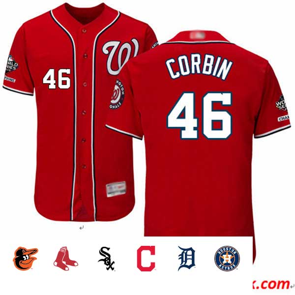 Nationals #46 Patrick Corbin Red Flexbase Authentic Collection 2019 World Series Champions Stitched Baseball Jersey