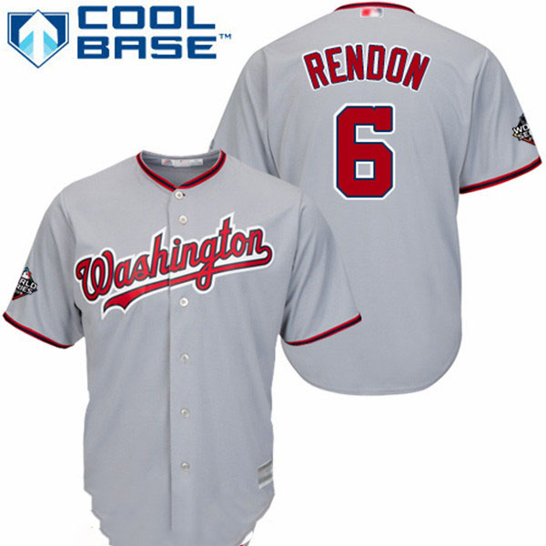 Nationals #6 Anthony Rendon Grey Cool Base 2019 World Series Bound Stitched Youth Baseball Jersey