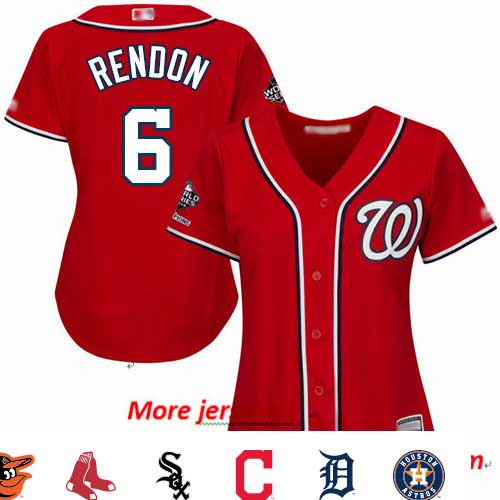 Nationals #6 Anthony Rendon Red Alternate 2019 World Series Champions Women's Stitched Baseball Jersey