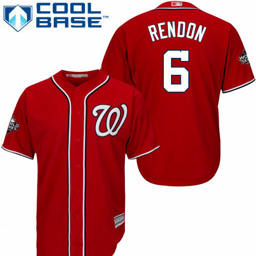 Nationals #6 Anthony Rendon Red Cool Base 2019 World Series Bound Stitched Youth Baseball Jersey