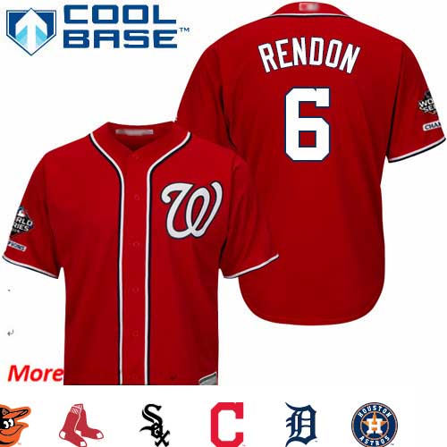Nationals #6 Anthony Rendon Red Cool Base 2019 World Series Champions Stitched Youth Baseball Jersey