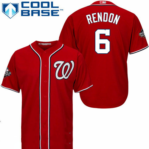 Nationals #6 Anthony Rendon Red New Cool Base 2019 World Series Bound Stitched Baseball Jersey