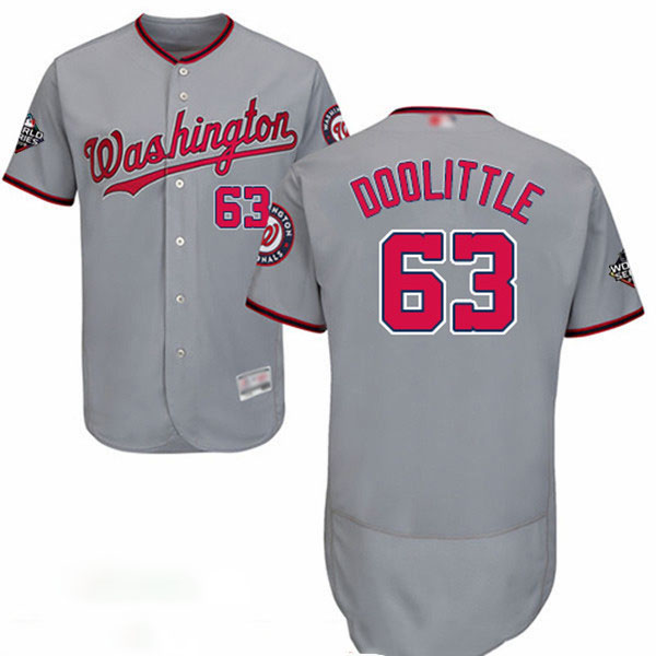 Nationals #63 Sean Doolittle Grey Flexbase Authentic Collection 2019 World Series Bound Stitched Baseball Jersey