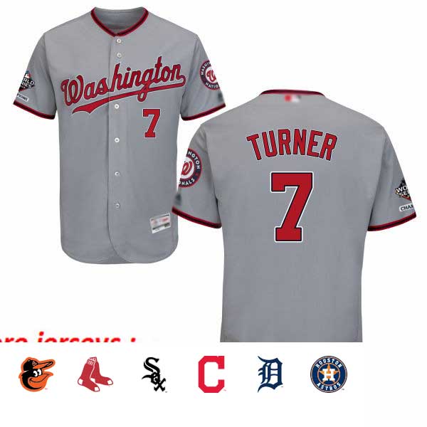 Nationals #7 Trea Turner Grey Flexbase Authentic Collection 2019 World Series Champions Stitched Baseball Jersey