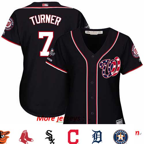 Nationals #7 Trea Turner Navy Blue Alternate 2019 World Series Champions Women's Stitched Baseball Jersey