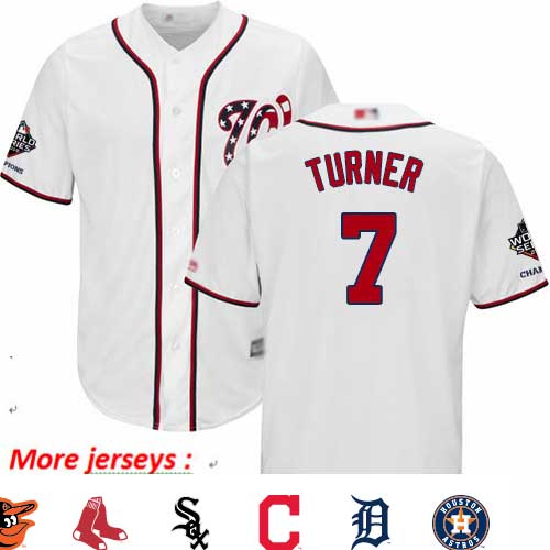 Nationals #7 Trea Turner White Cool Base 2019 World Series Champions Stitched Youth Baseball Jersey