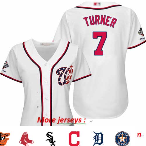 Nationals #7 Trea Turner White Home 2019 World Series Champions Women's Stitched Baseball Jersey