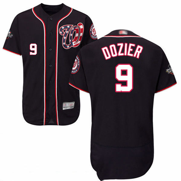 Nationals #9 Brian Dozier Navy Blue Flexbase Authentic Collection 2019 World Series Bound Stitched Baseball Jersey