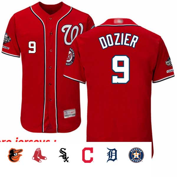 Nationals #9 Brian Dozier Red Flexbase Authentic Collection 2019 World Series Champions Stitched Baseball Jersey