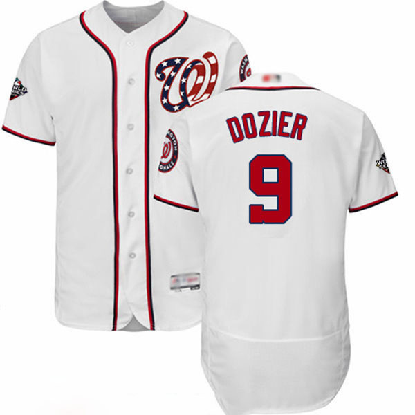 Nationals #9 Brian Dozier White Flexbase Authentic Collection 2019 World Series Bound Stitched Baseball Jersey