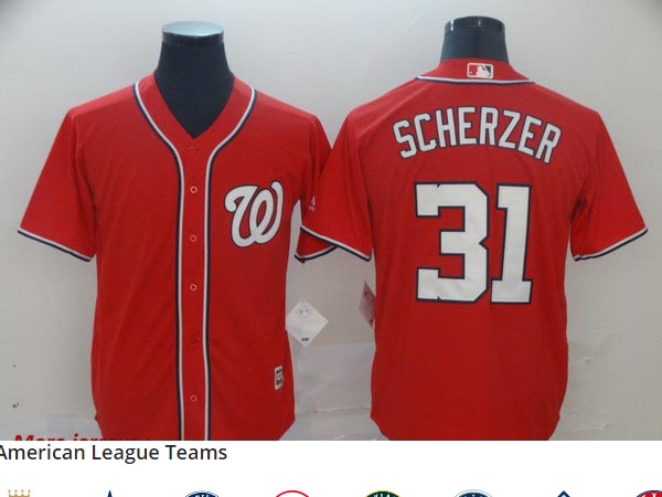 Nationals 31 Max Scherzer Red Cool Base Jersey