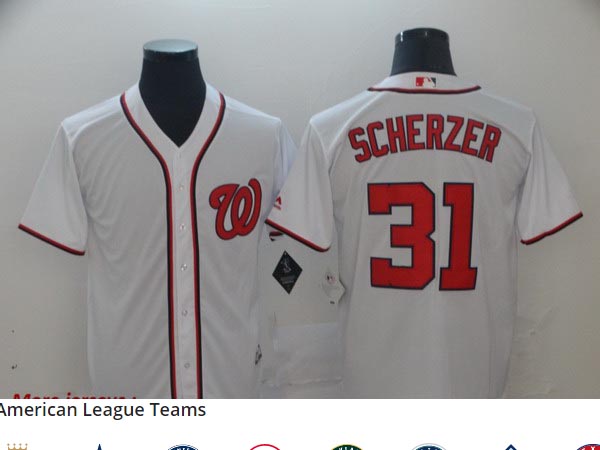 Nationals 31 Max Scherzer White Cool Base Jersey
