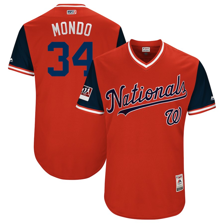 Nationals 34 Bryce Harper Mondo Red 2018 Players' Weekend Authentic Team Jersey