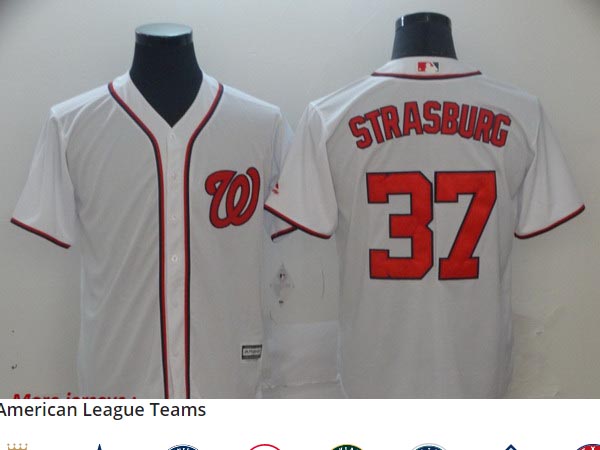 Nationals 37 Stephen Strasburg White Cool Base Jersey