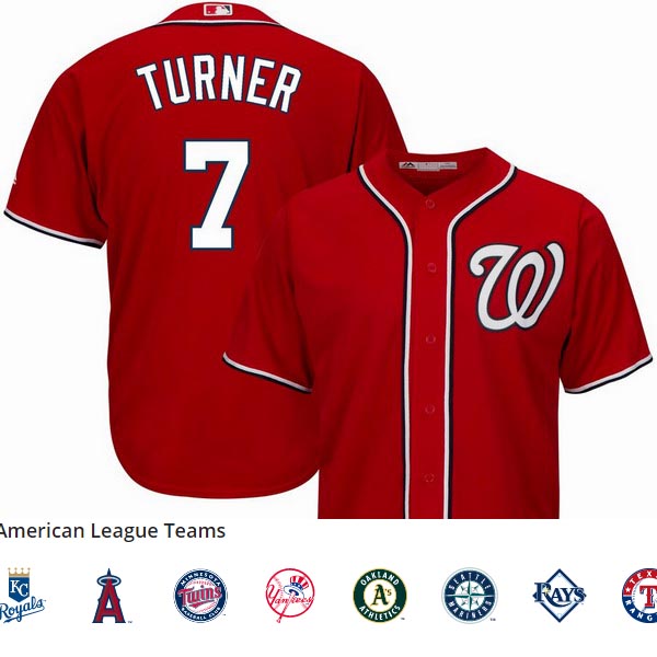 Nationals 7 Trea Turner Red Cool Base Jersey