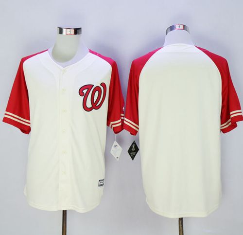 Nationals Blank Cream Red Exclusive New Cool Base Stitched MLB Jersey