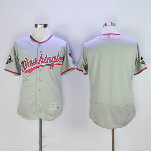 Nationals Blank Grey Flexbase Authentic Collection 2019 World Series Bound Stitched Baseball Jersey