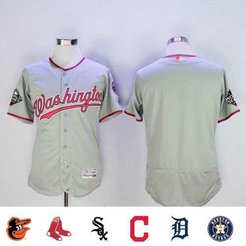 Nationals Blank Grey Flexbase Authentic Collection 2019 World Series Champions Stitched Baseball Jersey