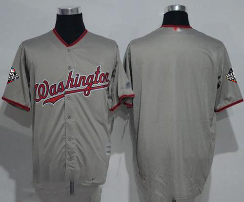 Nationals Blank Grey New Cool Base 2019 World Series Bound Stitched Baseball Jersey