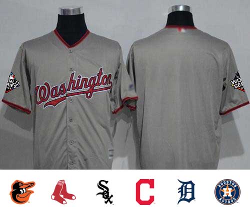 Nationals Blank Grey New Cool Base 2019 World Series Champions Stitched Baseball Jersey