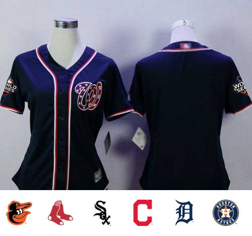 Nationals Blank Navy Blue Alternate 2 2019 World Series Champions Women's Stitched Baseball Jersey