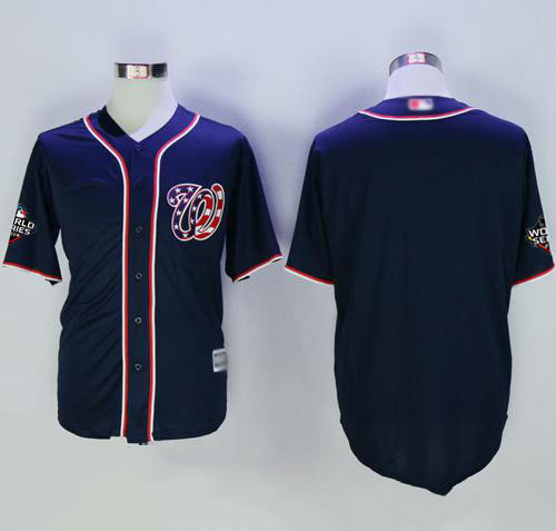 Nationals Blank Navy Blue New Cool Base 2019 World Series Bound Stitched Baseball Jersey