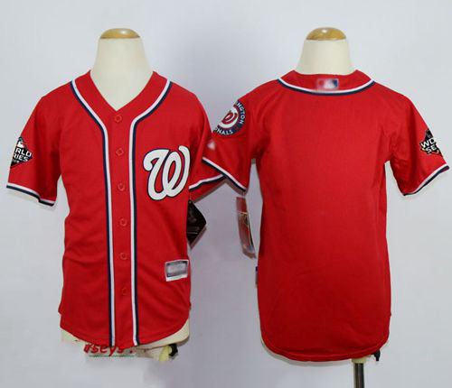 Nationals Blank Red Cool Base 2019 World Series Bound Stitched Youth Baseball Jersey