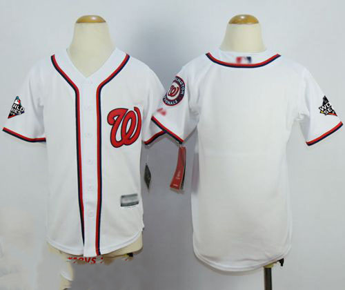 Nationals Blank White Cool Base 2019 World Series Bound Stitched Youth Baseball Jersey