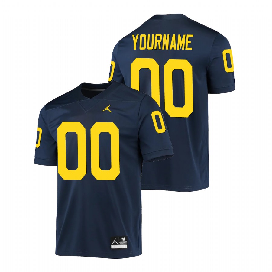 Navy Men's Michigan Wolverines Custom Game Jersey 