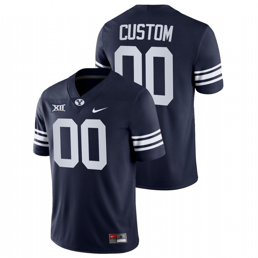 Navy Men BYU Cougars Custom College Football Big 12 Jersey