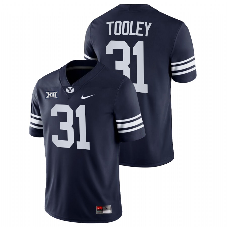 Navy Men BYU Cougars Max Tooley College Football Big 12 Jersey