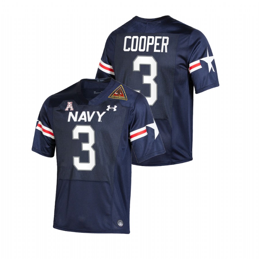 Navy Midshipmen #3 Mychal Cooper Fly Navy Youth Navy Jersey 2021-22 Alternate Football