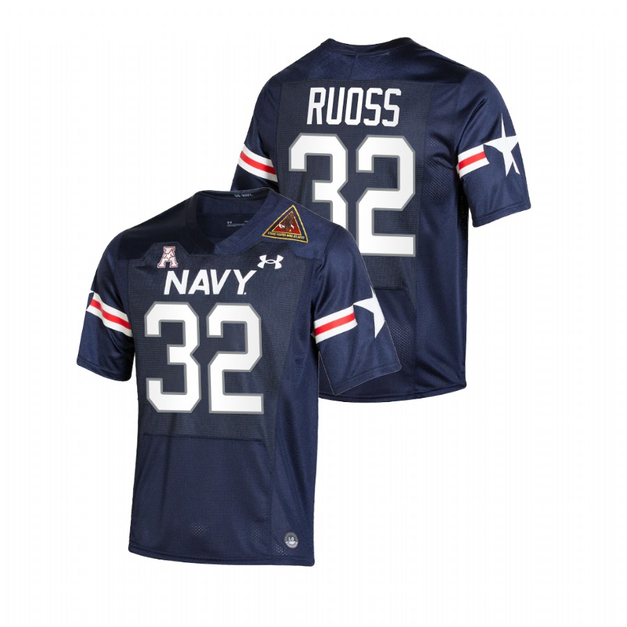 Navy Midshipmen #32 Isaac Ruoss Fly Navy Youth Navy Jersey 2021-22 Alternate Football 