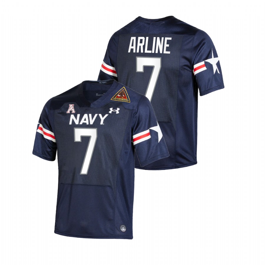 Navy Midshipmen #7 Xavier Arline Fly Navy Youth Navy Jersey 2021-22 Alternate Football